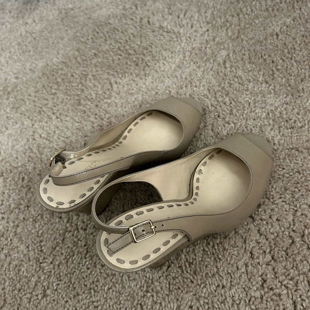 Elegant Beige Peep-Toe Slingback Heels
